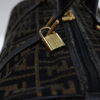 FENDI Zucca Canvas Boston Bag Leather Black Brown54976