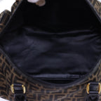 FENDI Zucca Canvas Boston Bag Leather Black Brown54976