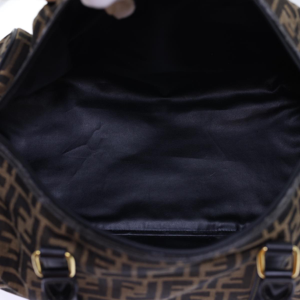 FENDI Zucca Canvas Boston Bag Leather Black Brown54976