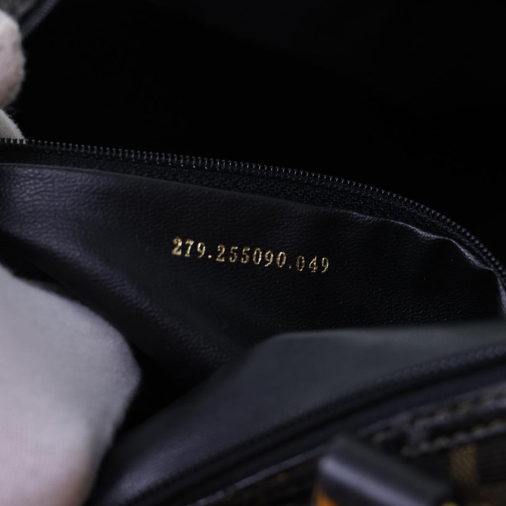 FENDI Zucca Canvas Boston Bag Leather Black Brown54976