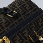 FENDI Zucca Canvas Boston Bag Leather Black Brown54976