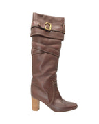 Chloe Paddington Knee Boots in Brown Leather