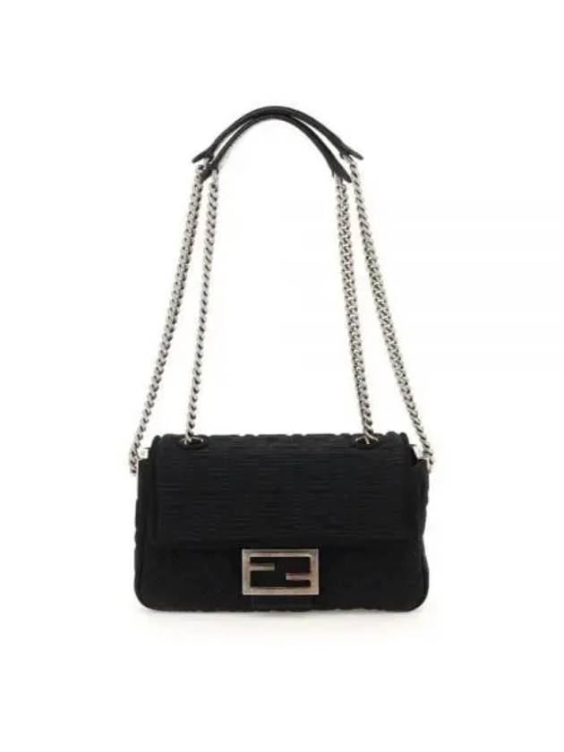 Fendi Baguette FF Fabric Chain Mini Bag Black