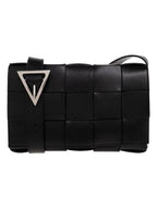 Bottega Veneta Urban Leather Crossbody Cassette Black Silver