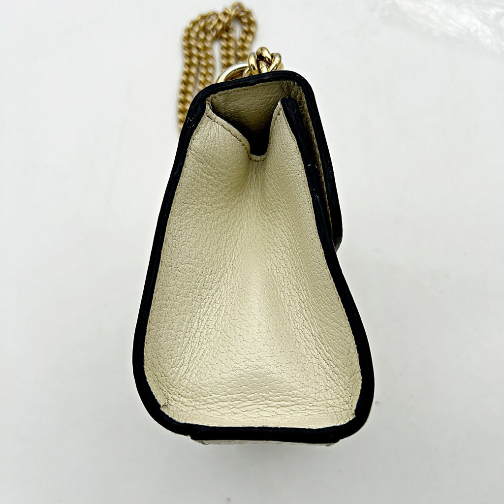 GUCCI Grained Calfskin Bee Star Small Padlock Shoulder Bag White  2505092204