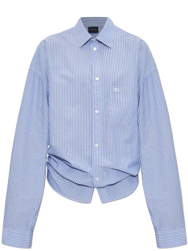 Balenciaga Balenciaga Shirt With Stripe Pattern, Women's, Blue