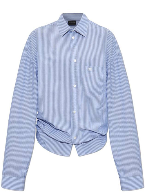 Balenciaga Balenciaga Shirt With Stripe Pattern, Women's, Blue