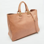 Fendi Peach Leather Twins Shopper Tote