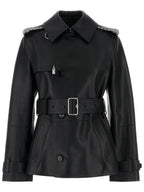 Burberry Belted Leather Jacket Black