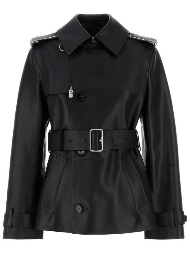 Burberry Belted Leather Jacket Black