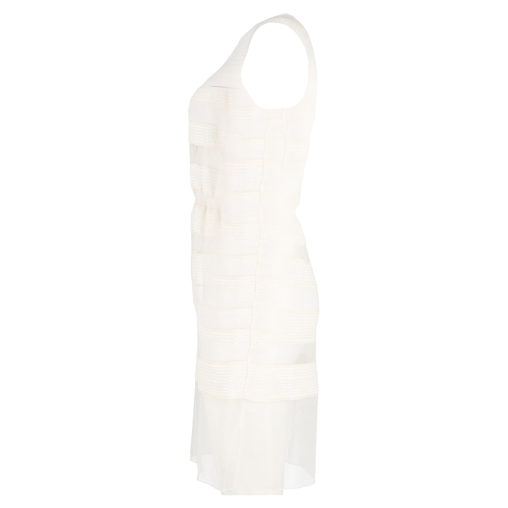 Dior Chiffon Sequin Cocktail Mini Dress in White Silk
