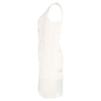 Dior Chiffon Sequin Cocktail Mini Dress in White Silk