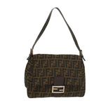 FENDI Zucca Canvas Mamma Baguette Shoulder Bag Brown Black55001