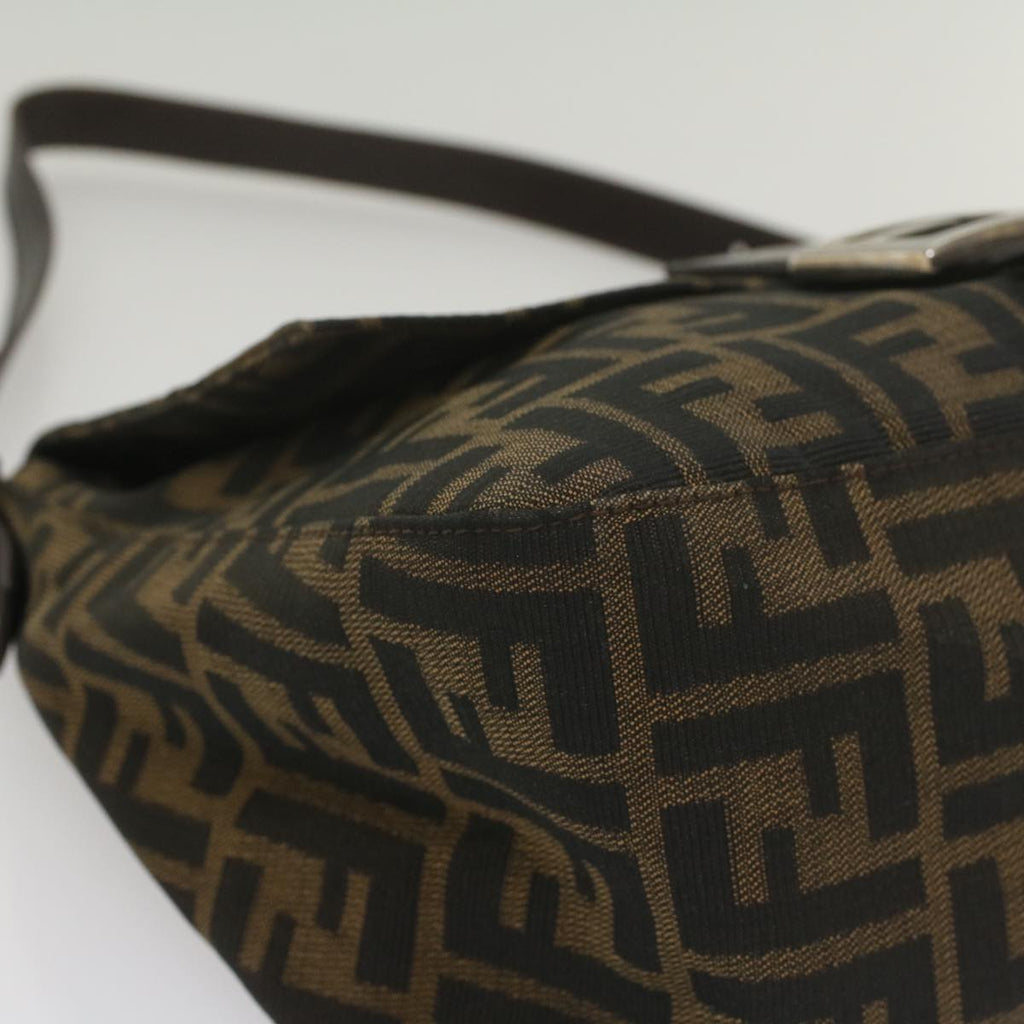 FENDI Zucca Canvas Mamma Baguette Shoulder Bag Brown Black55001