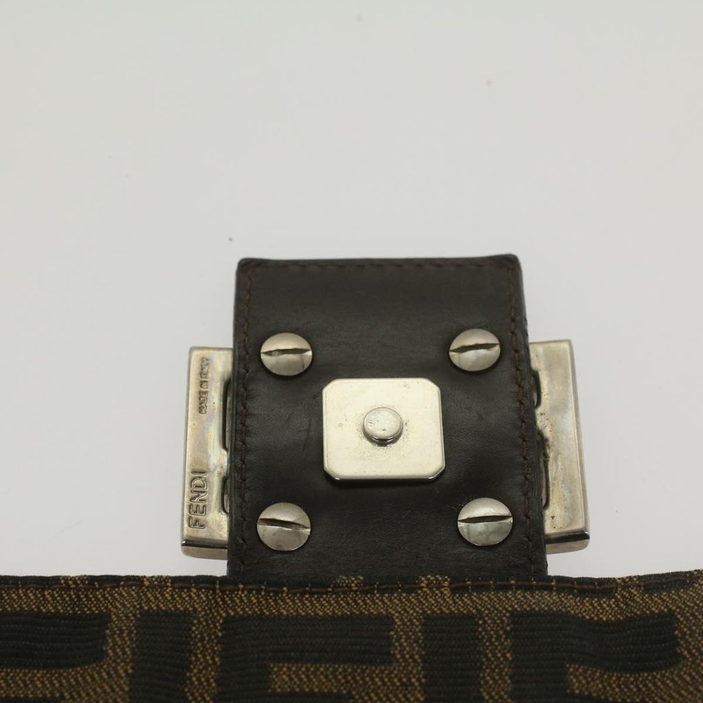 FENDI Zucca Canvas Mamma Baguette Shoulder Bag Brown Black55001