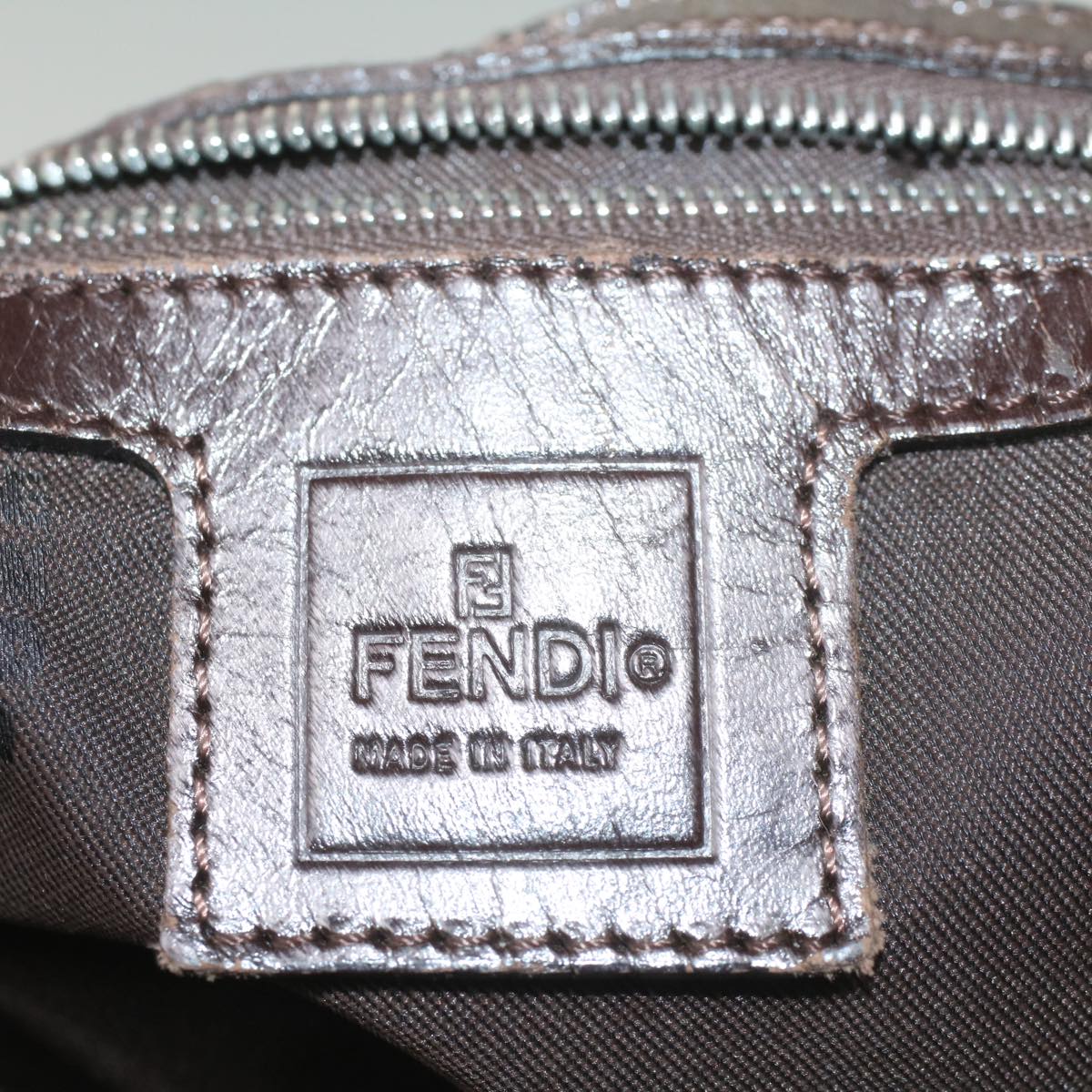 FENDI Zucca Canvas Mamma Baguette Shoulder Bag Brown Black55001