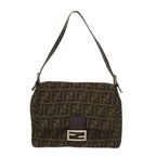 FENDI Zucca Canvas Mamma Baguette Shoulder Bag Brown Black55001
