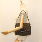 FENDI Zucca Canvas Mamma Baguette Shoulder Bag Brown Black55001