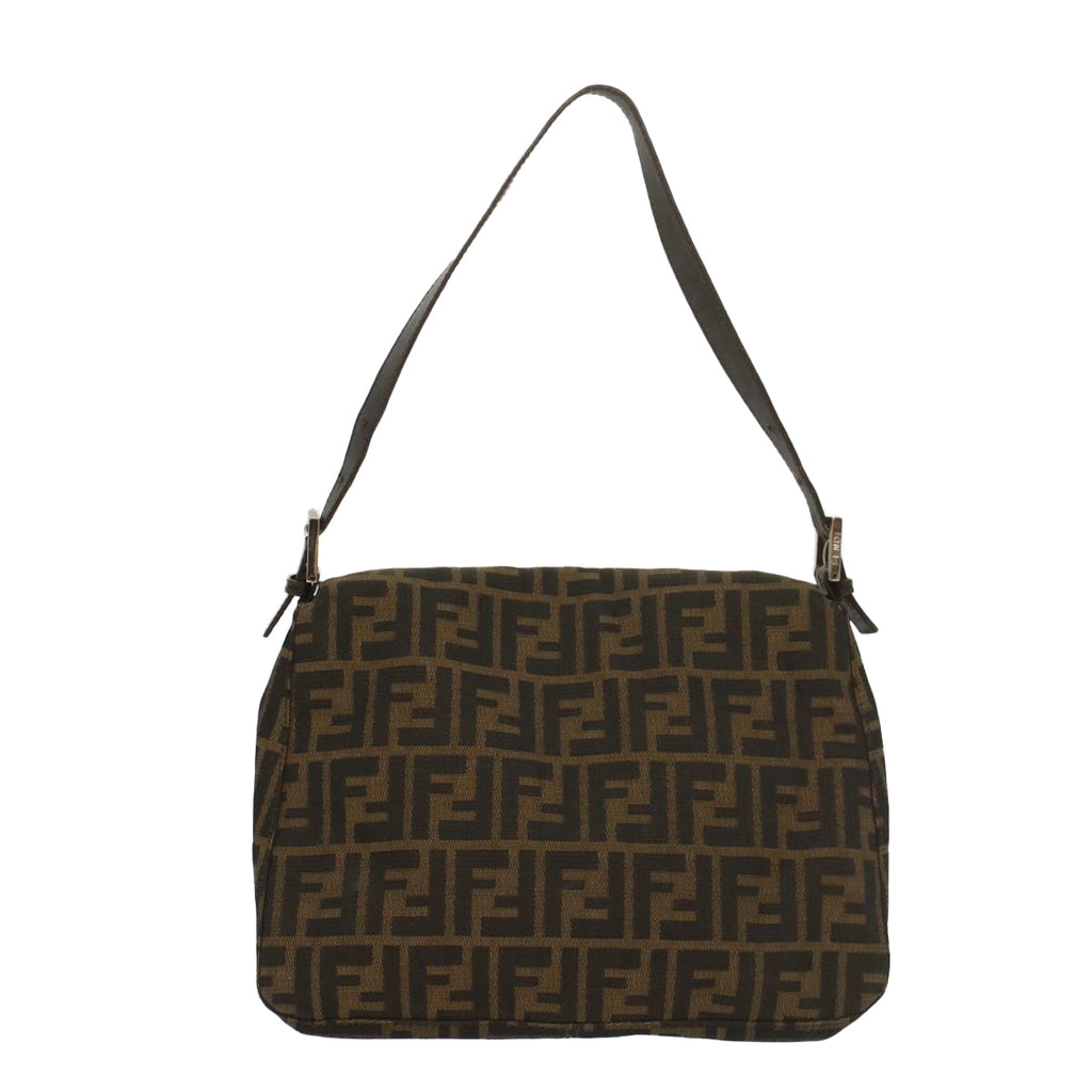 FENDI Zucca Canvas Mamma Baguette Shoulder Bag Brown Black55001