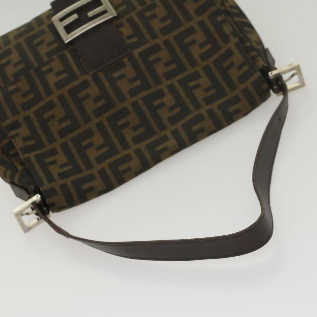 FENDI Zucca Canvas Mamma Baguette Shoulder Bag Brown Black55001