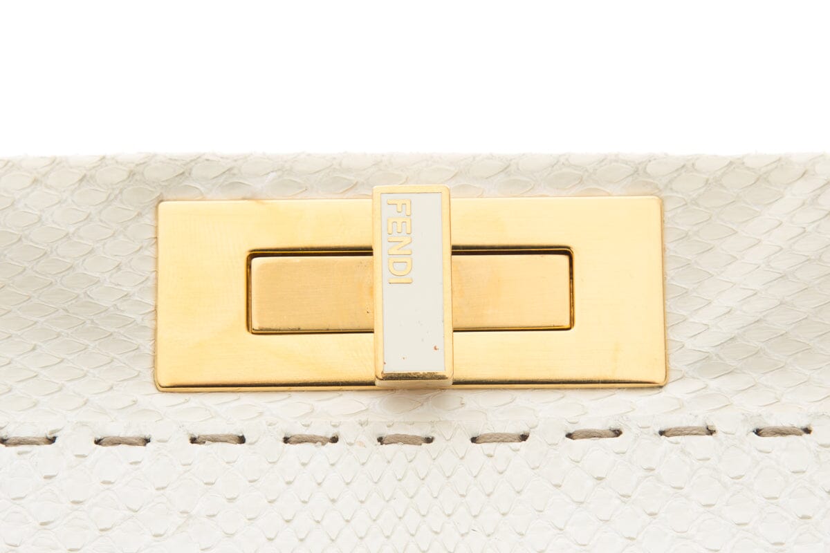 Fendi Cream Python Large Peekaboo Top Handle Bag