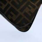 FENDI Zucca Canvas Mamma Baguette Shoulder Bag Black Brown55429