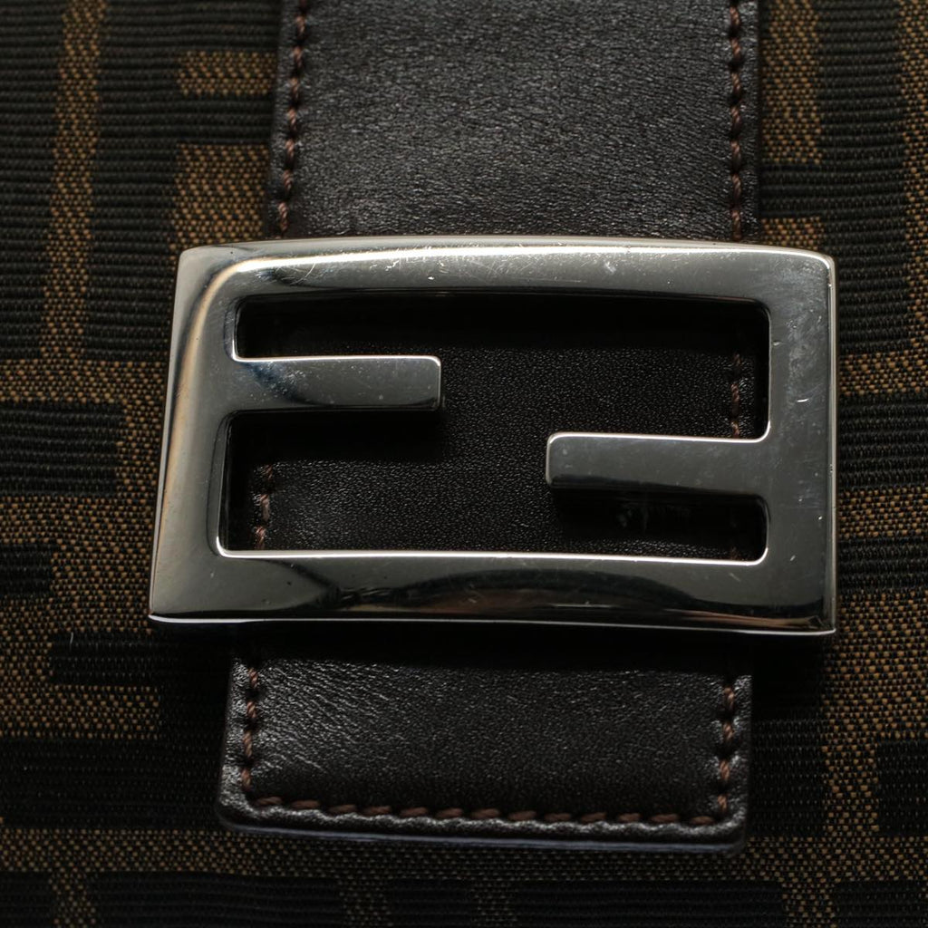 FENDI Zucca Canvas Mamma Baguette Shoulder Bag Black Brown55429