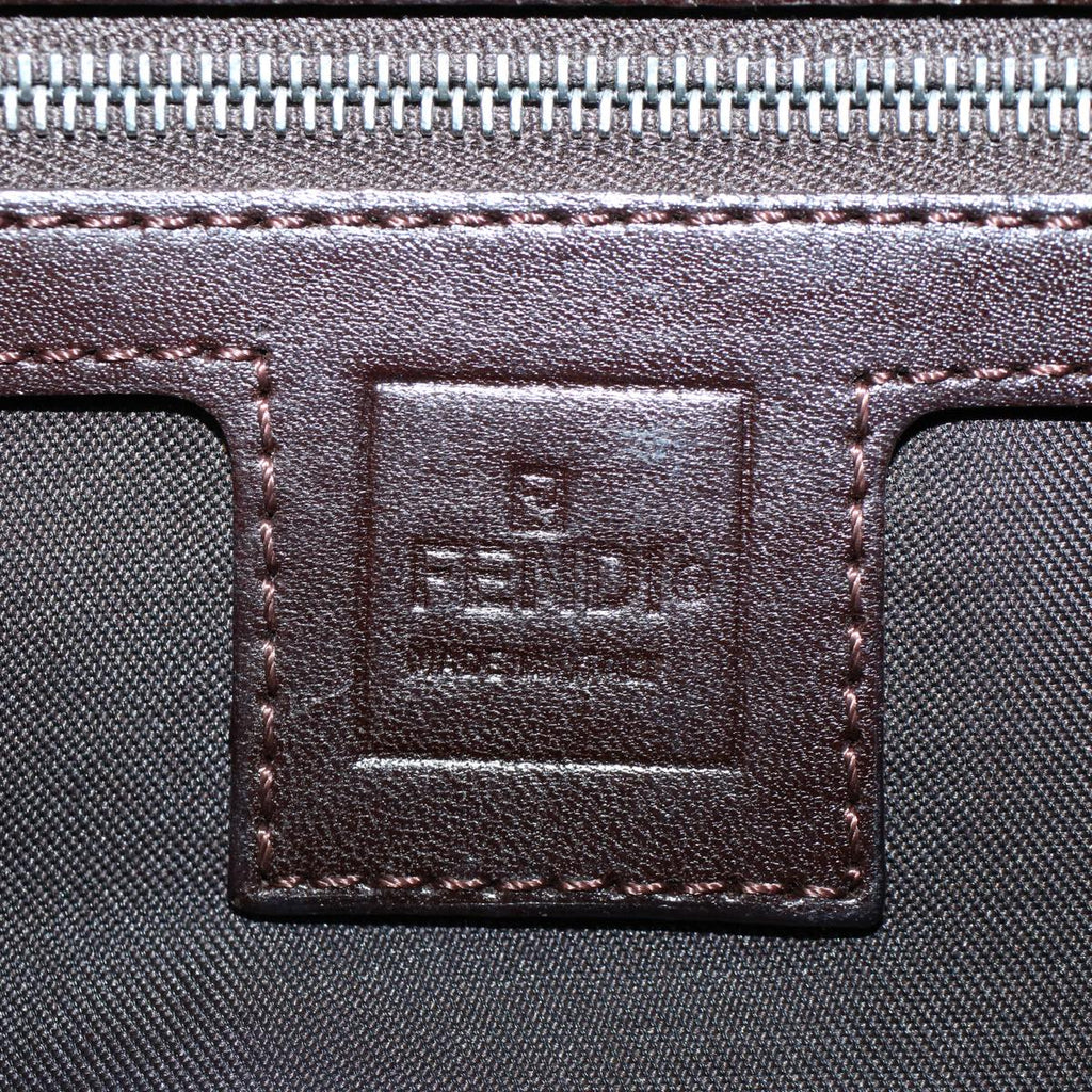 FENDI Zucca Canvas Mamma Baguette Shoulder Bag Black Brown55429