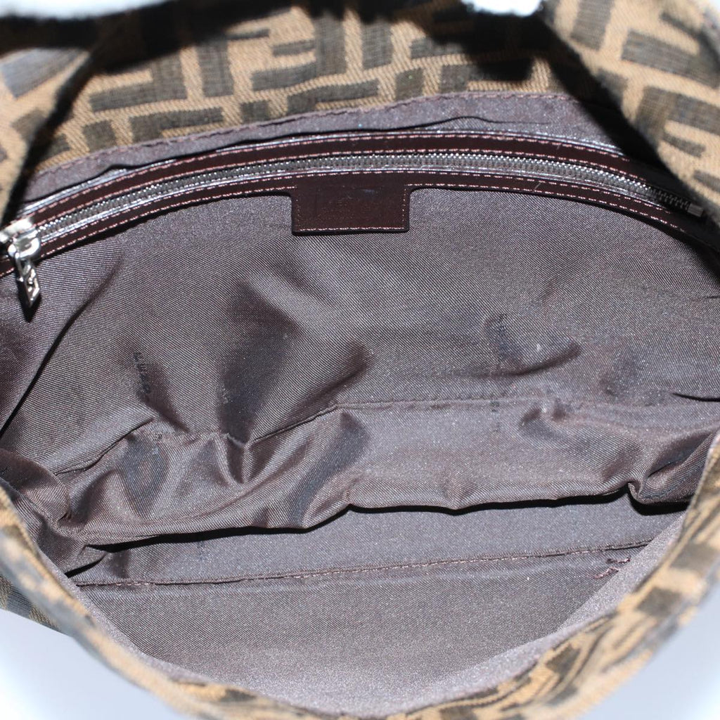FENDI Zucca Canvas Mamma Baguette Shoulder Bag Black Brown55429