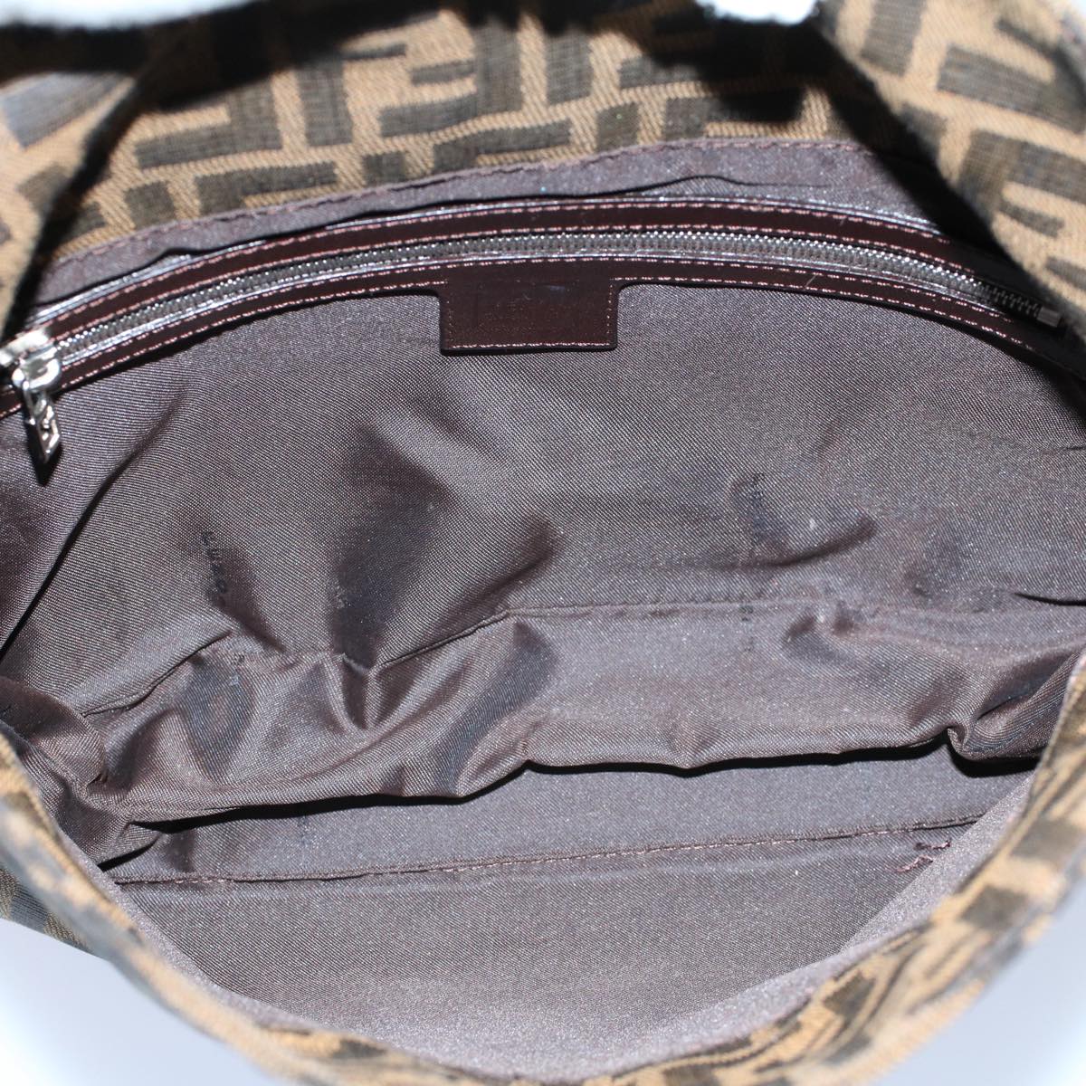 FENDI Zucca Canvas Mamma Baguette Shoulder Bag Black Brown55429