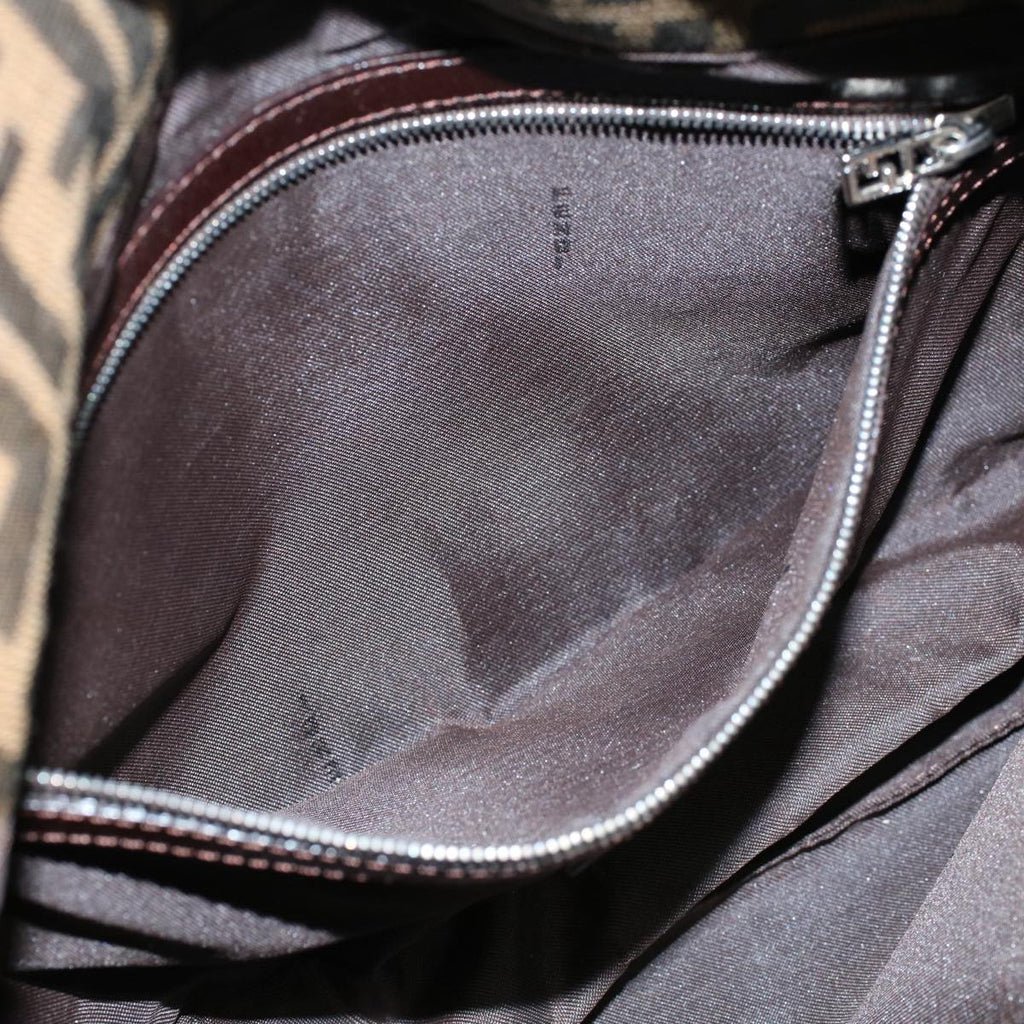 FENDI Zucca Canvas Mamma Baguette Shoulder Bag Black Brown55429