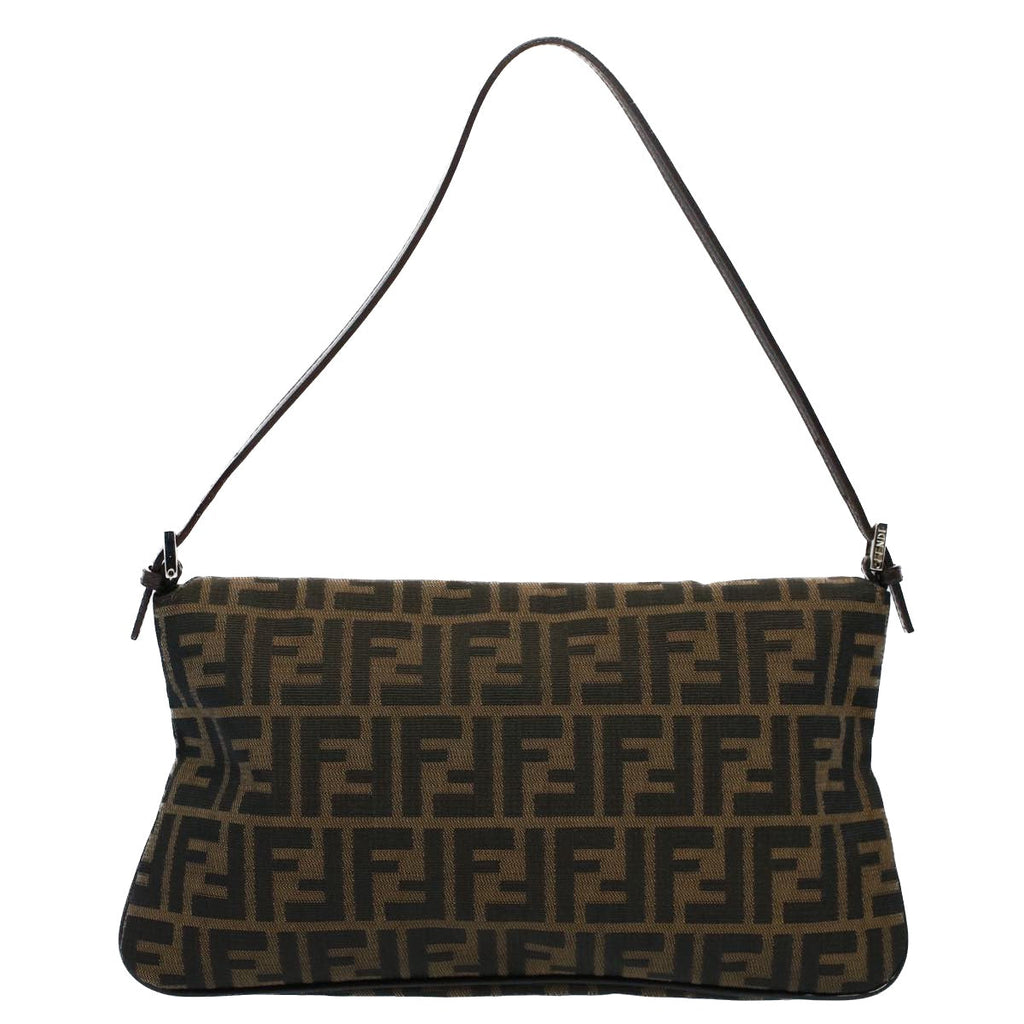 FENDI Zucca Canvas Mamma Baguette Shoulder Bag Black Brown55429