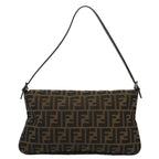 FENDI Zucca Canvas Mamma Baguette Shoulder Bag Black Brown55429