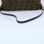 FENDI Zucca Canvas Mamma Baguette Shoulder Bag Black Brown55429