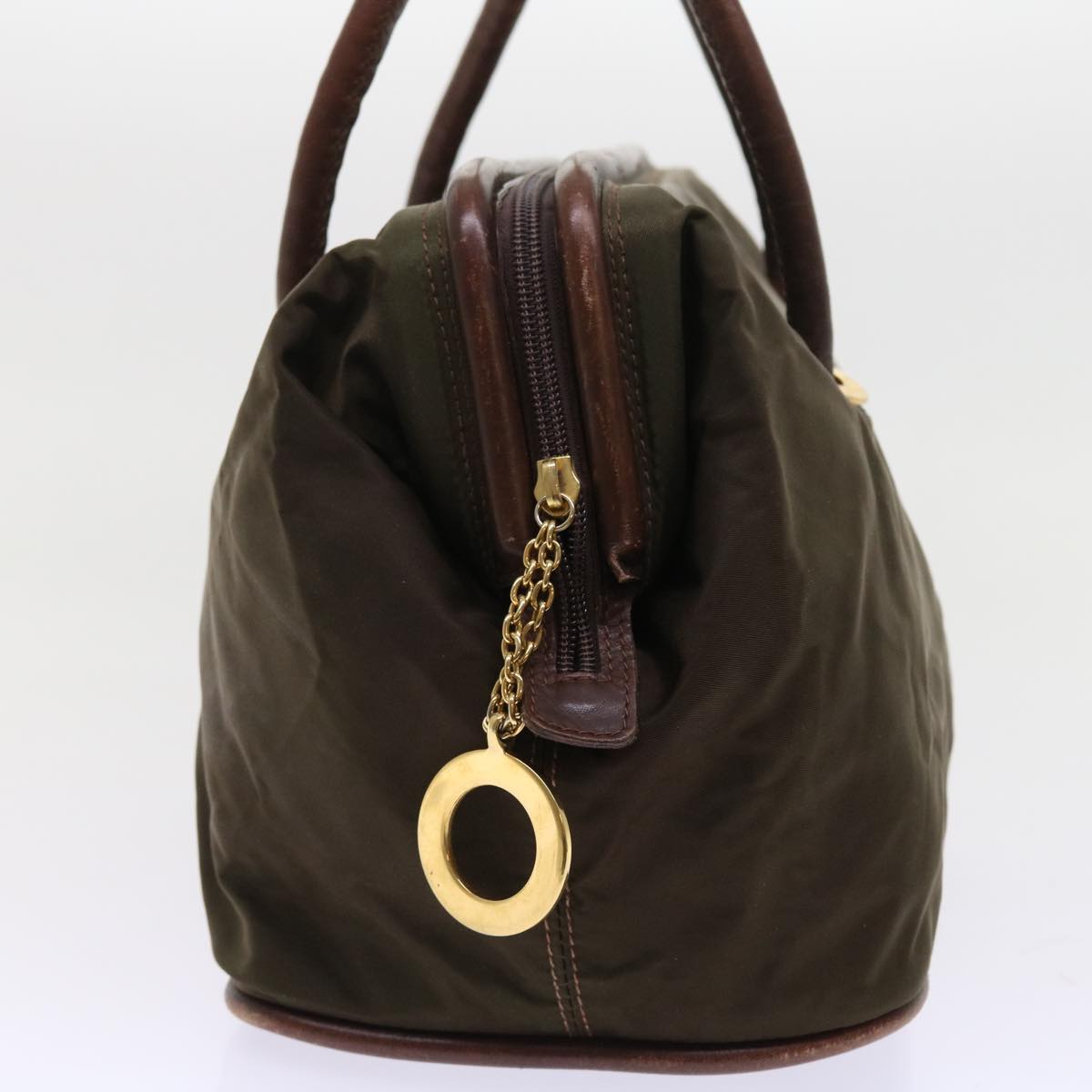 CELINE Hand Bag Nylon Khaki  55453