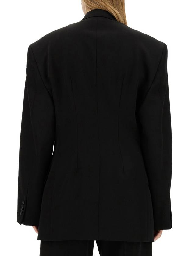 Balenciaga Cinched Double Breasted Wool Jacket Black