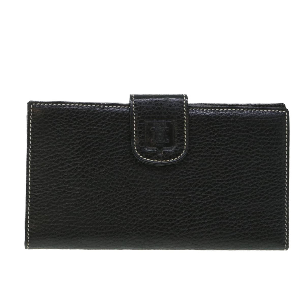 CELINE Long Wallet Leather Black  55628