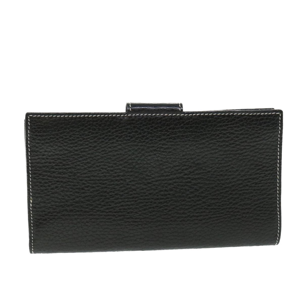 CELINE Long Wallet Leather Black  55628