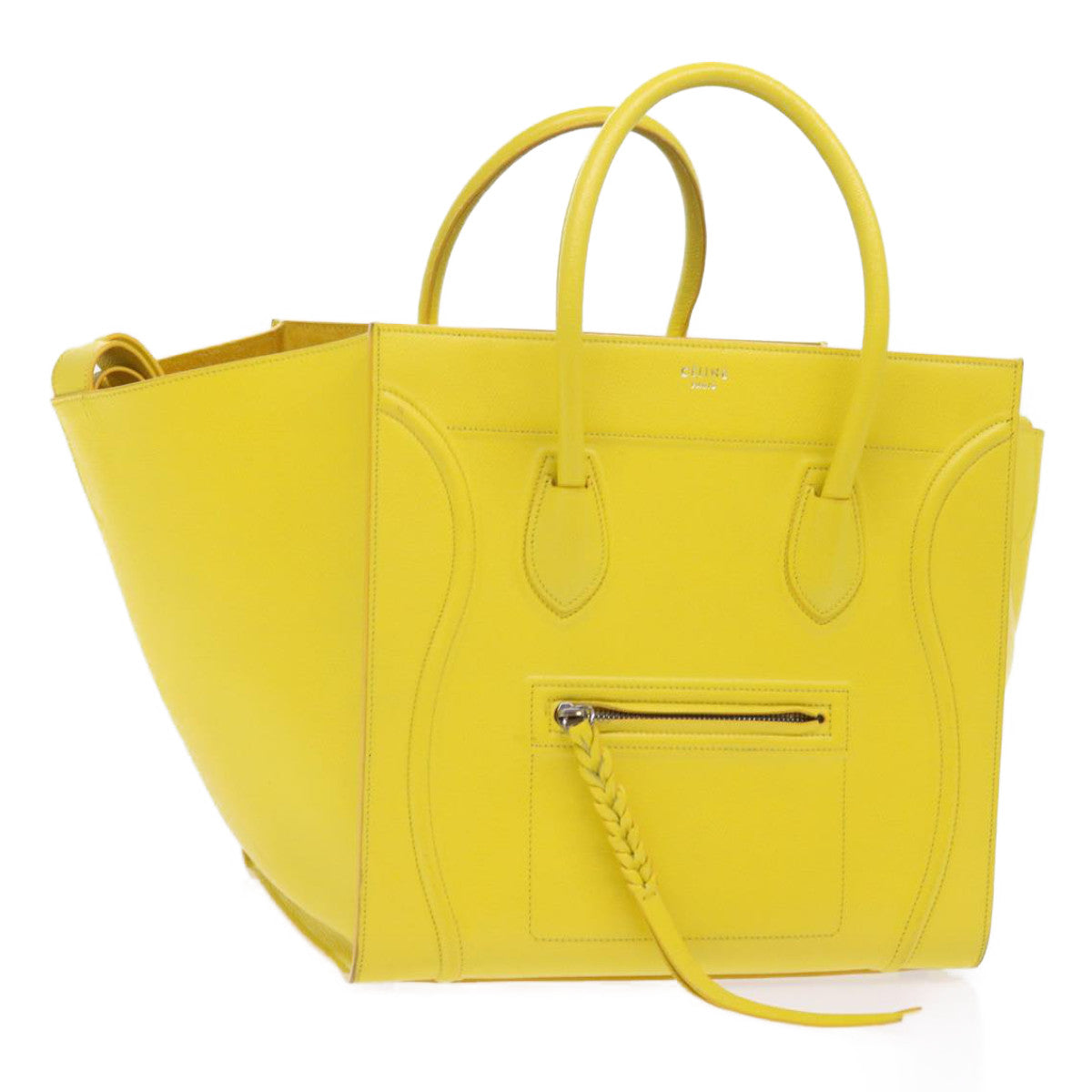 CELINE Gauge Phantom Hand Bag Leather Yellow  55633