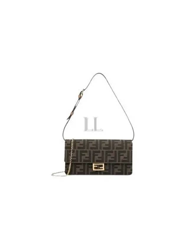 Fendi Baguette FF Fabric Shoulder Long Wallet Brown