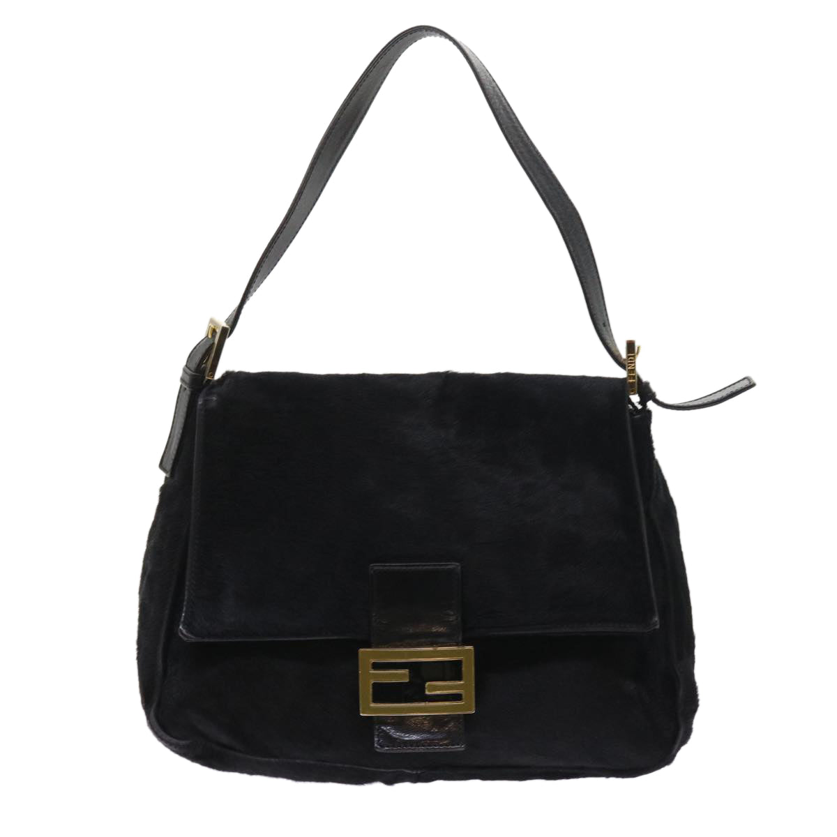 FENDI Mamma Baguette Shoulder Bag Harako leather Black55751