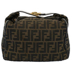 FENDI Zucca Canvas Vanity pouch Hand Bag Brown Black55824