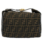 FENDI Zucca Canvas Vanity pouch Hand Bag Brown Black55824