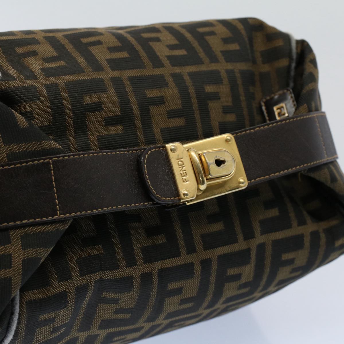 FENDI Zucca Canvas Vanity pouch Hand Bag Brown Black55824