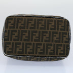 FENDI Zucca Canvas Vanity pouch Hand Bag Brown Black55824