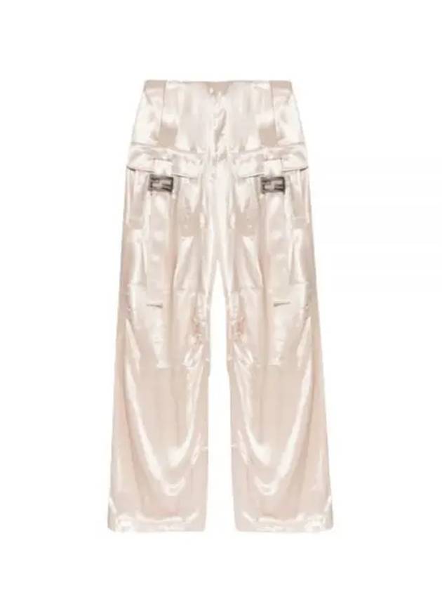 Fendi Women's Viscose Shiny Cargo Straight Pants Beige