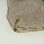 FENDI Zucchino Canvas Shoulder Bag Silver Pink55934