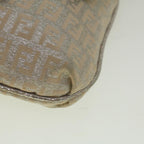FENDI Zucchino Canvas Shoulder Bag Silver Pink55934