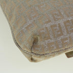 FENDI Zucchino Canvas Shoulder Bag Silver Pink55934