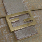 FENDI Zucchino Canvas Shoulder Bag Silver Pink55934